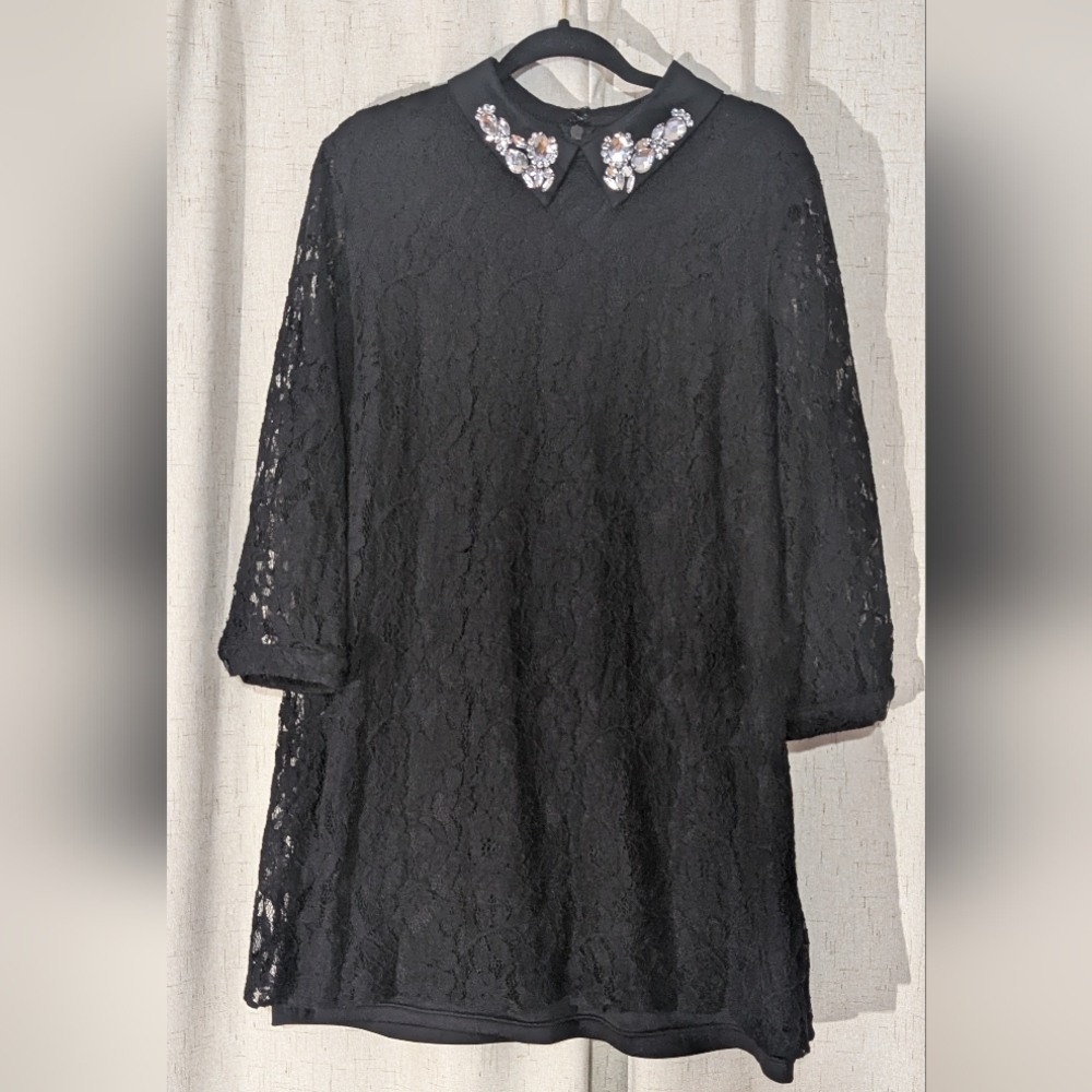 ASOS Black Lace Long Sleeve Dress - Picture 4 of 9